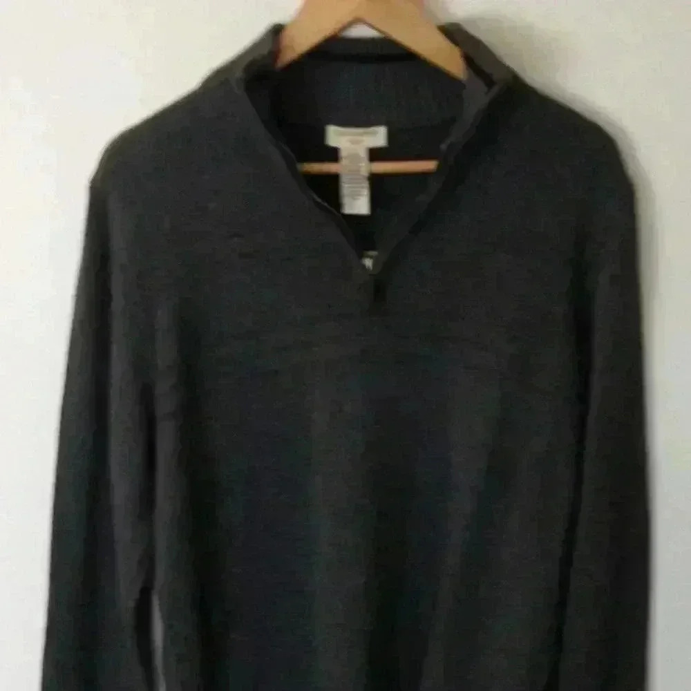 Dockers 1/4 Zip Cotton L Gray Strip Design Sweater